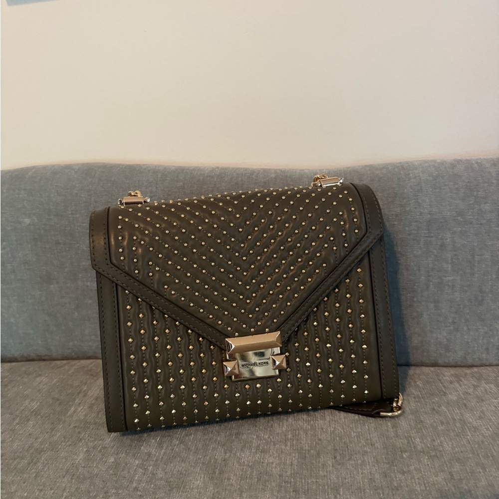 Michael Kors Green Crossbody Bag with Metallic Accents